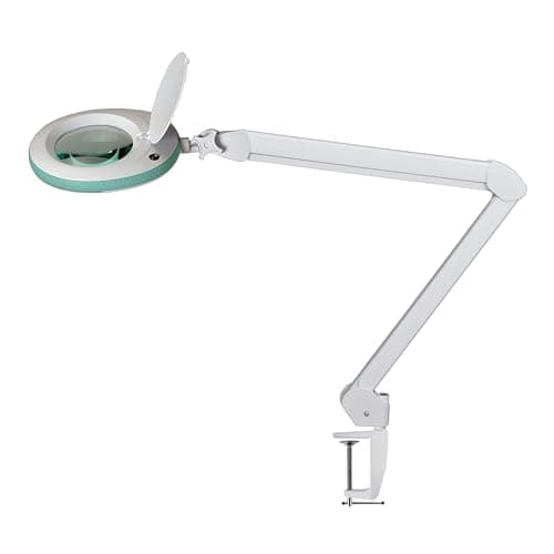 Lumeno LED Lampe loupe 7218GN avec lentille en verre de 127 mm, lampe de travail, convient pour cosmétique, les bricoleurs, aide à la lecture lampe grossissante, 8 dioptries Vert