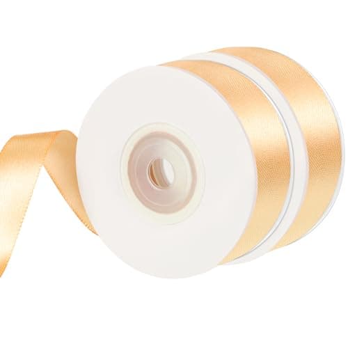 2 Rouleaux Ruban Doré, 2cm X 22m Ruban Satin Or Ruban Mariage Ruban Cadeau pour Emballage Cadeau Bouquet Gâteau Décoration Mariage Fête