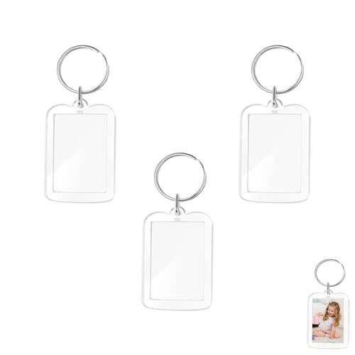 FYACCD 3 Pcs Porte-Clés Photo, Porte-Clé Acrylique Transparent, Personnalisé Porte Clef Photo, Vierge Rectangle Porte-Clés Photo, pour Famille, Des couples, DIY Souvenir 4.8cmx3.5cm