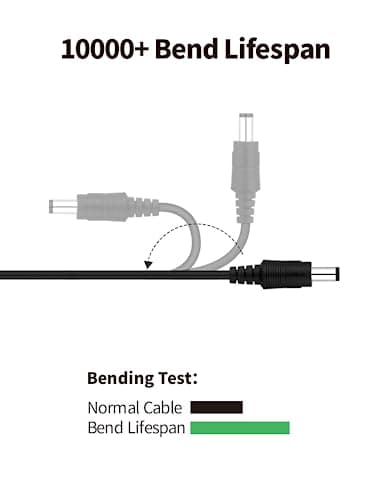 Lonnky Câble D'Extension 10 Mètre avec Prise Femelle 12V 5.5 mm x 2.1 mm, Compatible avec La Bande LED 12V (KSIPZE, Grovee), Caméra De Surveillance (TP-Link TAPO, Reolink)