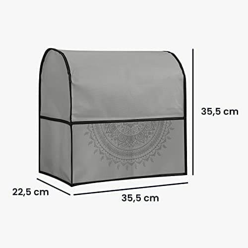 kwmobile Housse compatible avec KitchenAid 4,3-4,8 litre - Housse de protection 35,5 x 35,5 x 22,5 cm avec 3 poches pour robot de cuisine - gris
