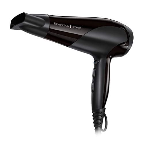 Remington Sèche-cheveux Ionique [Puissant & Léger] Ionic Dry Noir (2200W, coiffage délicat en douceur & répartition uniforme de chaleur, 3 températures / 2 vitesses, concentrateur, diffuseur) D3198