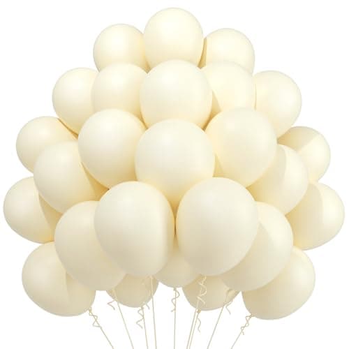 WAREHOUSE Ballon 50 Pièces - 12" 30 cm - LATEX NATUREL | Ballon Gonflable Hélium | Ballon Baudruche | Décoration pour Anniversaire, Baptême, Fete. (Ivoire blanc-3)