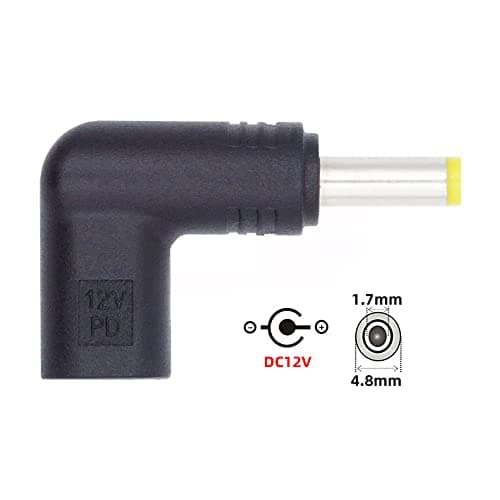 xiwai USB 3.1 Type C USB-C Femelle vers DC 12V 4.8x1.7mm Adaptateur PD Emulator Trigger 90 Degree Angled