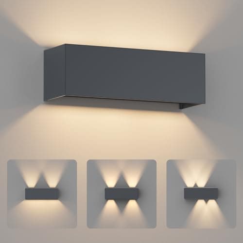 Coinmit Applique murale extérieure LED 30W, 3000K, IP65 Applique murale extérieure, Applique murale, Faisceau réglable, Applique murale maison, Convient l'intérieur et l'extérieur, Anthracite