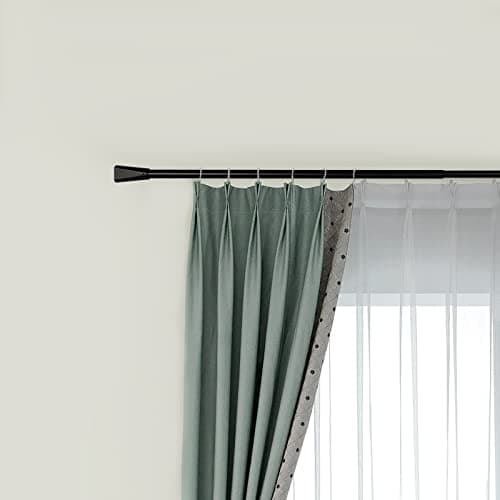 Eson Casa Tringle à rideaux double extensible de 70 à 120 cm de diamètre avec embouts décoratifs pour rideaux à œillets, tringle de fenêtre réglable pour salon, noir