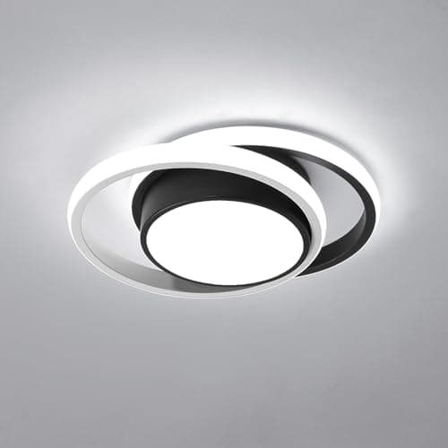 Comely Plafonnier LED, Rond Lampe de Plafond 32W, Moderne Luminaire Plafonnier pour Couloir Coucher Salle de Bains Cuisine Salon, Blanc Froid 6500K, Longueur 28cm, Nero