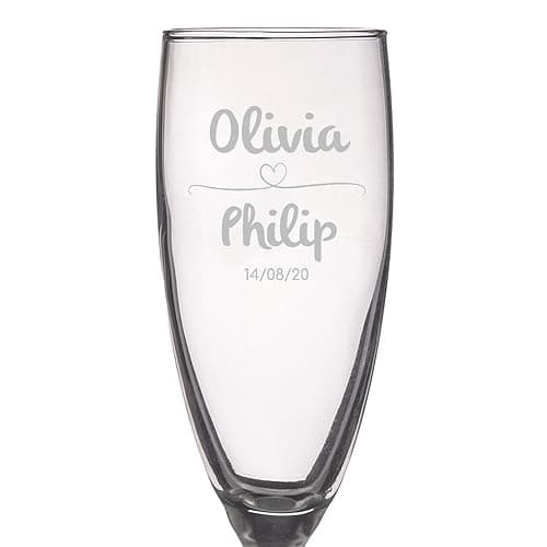 Wanapix | Flûtes à Champagne Personnalisés | Coupes de Champagne avec Gravure | Fêtes/Anniversaire/Mariage | Verres à Champagne | Verre 20cl | Heart