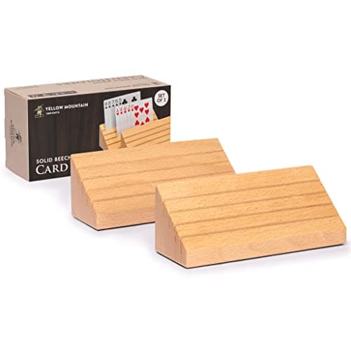 Yellow Mountain Imports Porte-cartes en bois de hêtre massif de taille standard - Ensemble de 2 organiseurs de cartes