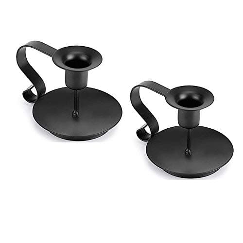 Ensemble de 2 Porte-Bougies en Fer Noir - Supports Élégants pour Chandelles - Porte-Bougeoirs Modernes pour Décoration d'Intérieur