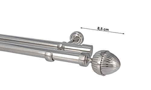 Sento 25/25mm Kit de Tringle à Rideau Metal, Classic, Acier Inoxydable Donata 280 cm