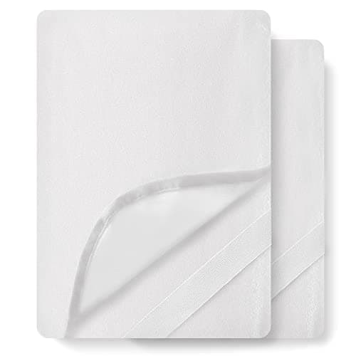 Flowen Protège Matelas 90x200 cm Lot de 2 Alèse Impermeable en Coton Housse Matelas Protection Lit Adulte et Bebe Drap Alaise pour Incontinence Anti-Acarien Pipi Lavable en Machine avec 4 Élastiques