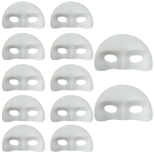 Générique Masque à peindre pour,Masque blanc à peindre,12 demi-masques | Masque de graffiti vierge, masque de coloration pour mascarade de cosplay de carnaval