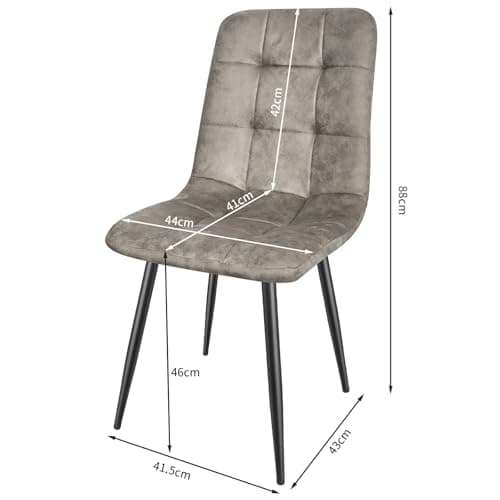 JIJIAN Lot de 4 Chaises de Salle à Manger, Chaises de Cuisine en Tissu Technologique, Chaises Rembourrées pour Salon avec Pieds en Métal Noir, pour la Salle à Manger, la Salle d'attente, Gris Kaki
