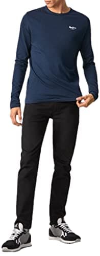 Pepe Jeans Original Basic T-shirt pour Homme Slim Fit Manches Longues Bleu