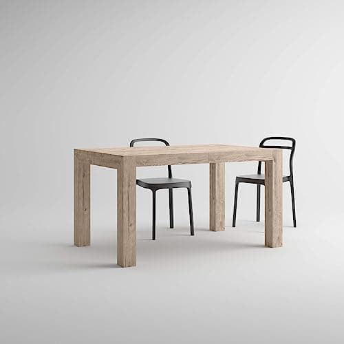 Mobili Fiver, Table Extensible Cuisine, Iacopo, Chêne Naturel, 140 x 90 x 77 cm, Mélaminé, Made in Italy