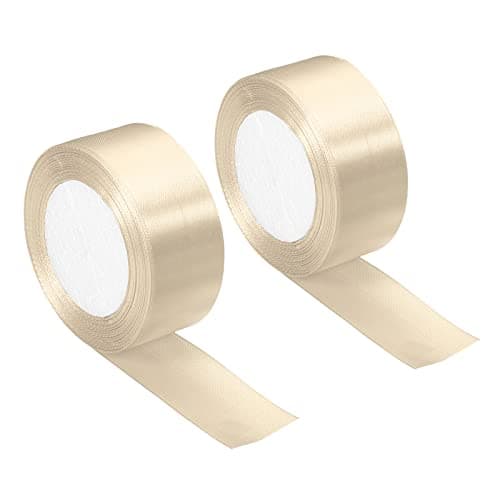 PATIKIL 1,5 Pouce Large 24 Yards 38mmx22m Satin Ruban, 2 Paquet Double Face Solide Artisanat Rouleau pour Fête Maison Bricolage Enveloppe Décoration, Beige