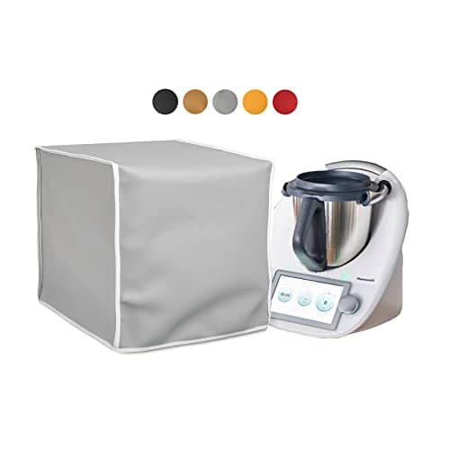 HOMELAY Housse de protection de qualité supérieure compatible avec Thermomix TM6 TM 6. Fabrication artisanale. Matériau similicuir anti-taches, antibactérien. Couverture en couleurs (Gris)