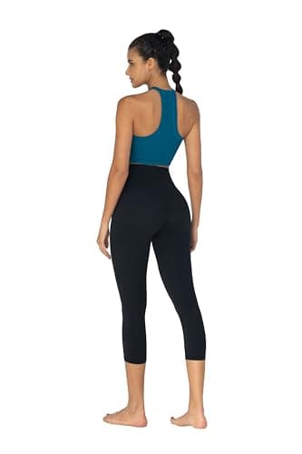 Sunzel Sunzfly Capri Leggings pour Femmes,Pantalon de Yoga à Taille Haute Noir,L,19"