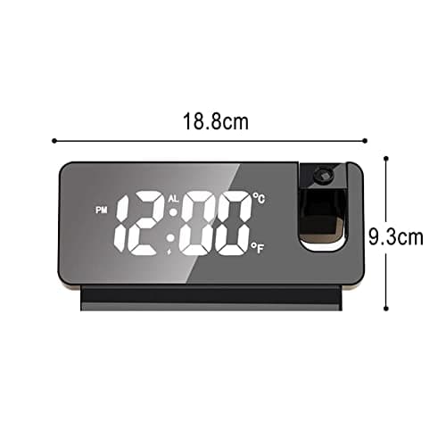 SPORTARC Radio-réveil numérique projecteur projection snooze double réveil radio minuterie USB convertible S282 Horloge numérique électronique silencieuse Noir