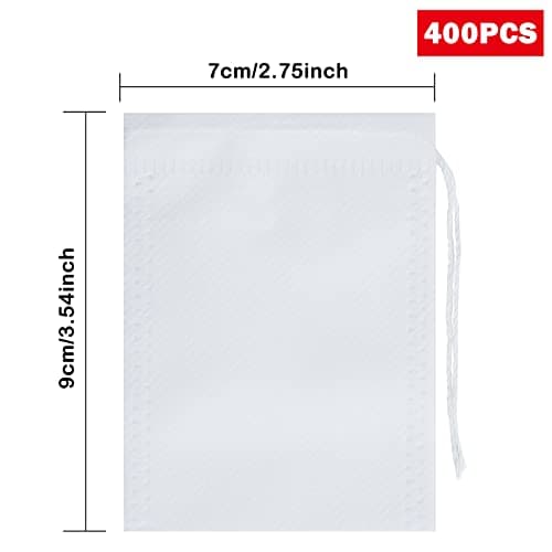 Lot de 400 Filtre à Thé Papier Jetable, Jetables avec Cordon, Sachet de Thé Jetable, Filtre Thé Pour Thé Vrac Epices (7cm x 9 cm)