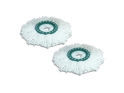 Leifheit lot de 2 têtes de rechange Clean Twist Disc Mop, idéal pour les carrelages et sols en pierre, microfibre absorbante eau et saleté, franges de remplacement, facile à changer