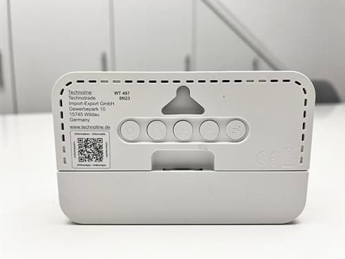Technoline WT497 Réveil numérique Moderne, température intérieure, Date, Jour de la Semaine, Alarme et Snooze, Blanc