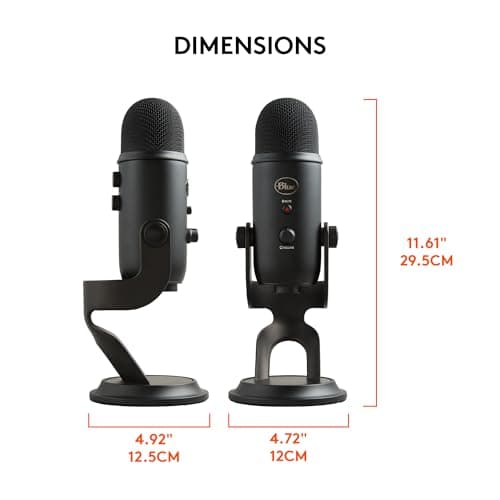 Logitech for Creators Blue Yeti Microphone USB pour Enregistrer, Streaming, Gaming, Podcast sur PC & Mac, Micro condensateur pour ordinateur portable et PC avec Effets Blue VO!CE, Plug and Play - Noir