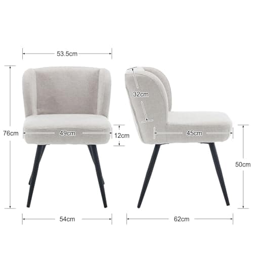 Wahson Chaise Salle à Manger Lot de 2 Lin Chaise de Cuisine Moderne Rembourré avec Pieds en Métal, Chaise de Salon Coussin Épais sans Accoudoirs pour Salle à Manger/Restaurant, Kaki