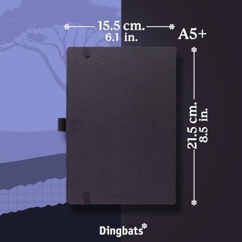 Dingbats* - Faune Carnet de Notes A5 Ligné - Moyen, Couverture Rigide, Journal en Cuir PU - Fermeture élastique, Porte-stylo, Marque-page