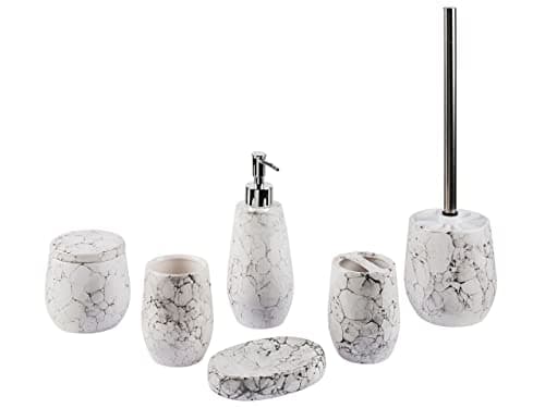 Ensemble d'accessoires de Salle de Bains 6 pièces Effet Marbre Blanc Callela