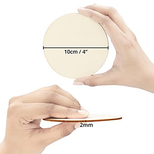 BELLE VOUS Lot de 100 Disques de Bois Bruts - Tranche de Bois 10 cm avec 2 mm d’Epaisseur - Rondin de Bois Naturel pour Vos Décorations, Loisirs, Etiquettes, sous-Verre, Ornements, Bricolag