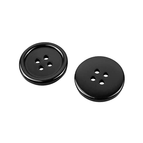15 Pièces boutons ronds en résine noire avec 4 trous 30 mm (Noir-30mm-15Pack)