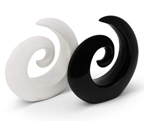Paire élégante de Sculptures en céramique - décoration Moderne en Noir et Blanc - décoration de 16 cm de Haut chacune