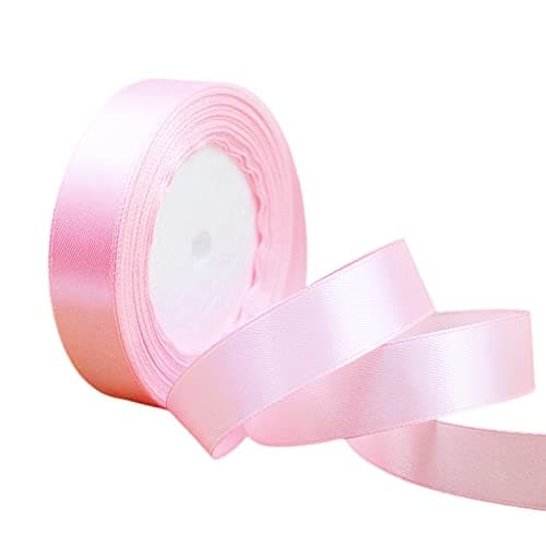 Ruban Satin 20mm x 23m, Ruban de Satin Rose Rubans Tissu Ruban Cadeau Emballage 2cm, Ruban Tissu Décoratif pour Ballons, Noeud Noël, Fête, Décoration de Mariage, Anniversaire Valentin, Artisanat