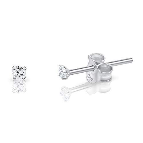 DTPsilver® Boucles d'Oreilles Femme Argent - Boucle d'Oreille Homme - diamant - Helix - Percing Oreille - Puces d'Oreilles Femme - swarovski boucles d'oreilles - Diamètre: 2 mm