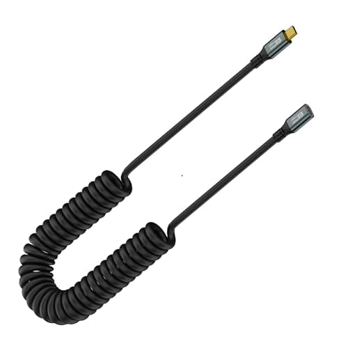 GELRHONR Câble Spiralé USB C vers USB C, Type C Male vers Type C Femelle OTG Câble Charge Rapide 100w, 20Gbps USB 3.2 Gen2×2 8K@60Hz HDR, Pour i/phone15/pro/plus/pro max, s23 s22 s21, Note 20