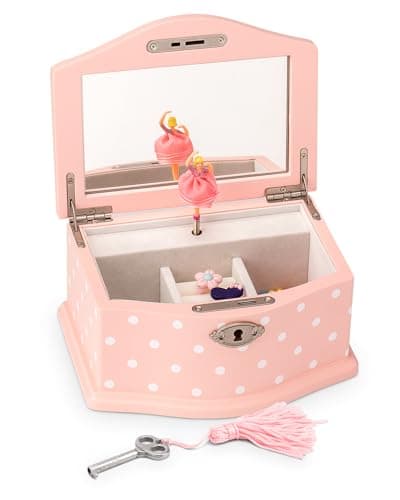 Art Lins Elle Ballerine Music Boîte à bijoux avec serrure, boîte à souvenirs en bois avec motif lac des cygnes à remonter, petite taille (rose)