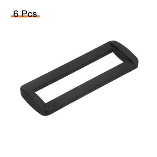 QUARKZMAN 6 Pièces d'Anneaux Rectangulaires en Plastique, Boucle Coulissante de 2 Pouces pour Sangles de Sac à Dos, Accessoires DIY, Noir