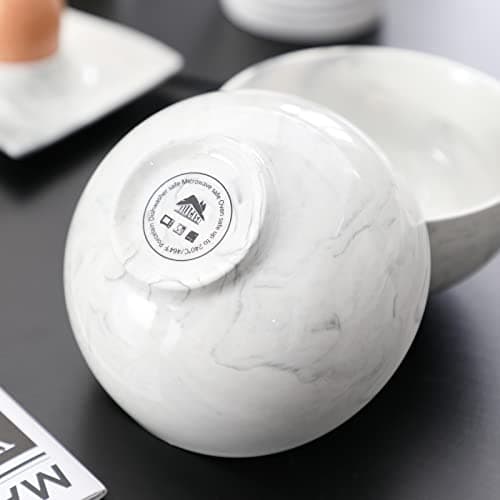 MALACASA Série REGULAR 8 Bols à Céréales Marbre en Porcelaine 420ml, Bols à Petit Déjeuner Ronds 12,8 cm, Bols pour Soupe Salade et Riz
