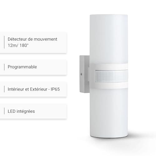 SEBSON LED Luminaire Exterieur avec Detecteur de Mouvement 12m/180° - Eclairage Exterieur Blanc 20W 2200lm 5800K - IP65 Applique Murale