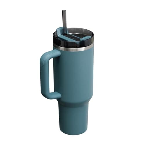 Stanley Quencher H2.0 FlowState Mug Isotherme avec Paille 1.2L - Froid Pendant 11 Heures - Glacé Pendant 48 Heures - Thermos Lavable au Lave-Vaisselle - Gourde Isotherme Sans BPA - Blue Spruce