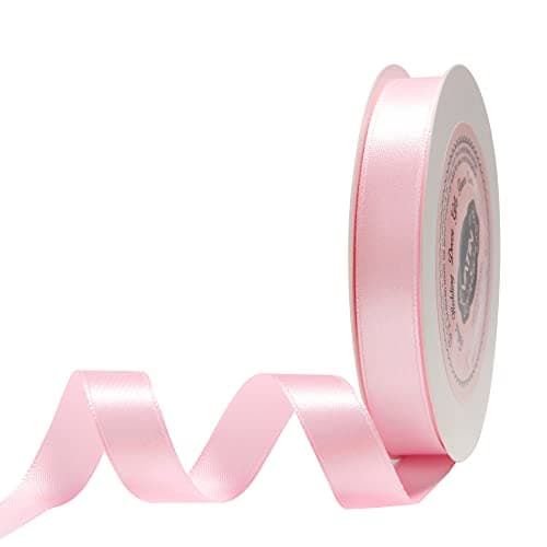 VATIN Ruban Satin 12mm x 25m côté unique face éclat satin Rose clair Ruban décoratif pour mariage, baptême et anniversaire