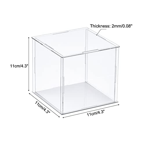 sourcing map Transparent Présentoir Étui Acrylique Boîte Assembler Transparent Antipoussière Boîte Vitrine 10x10x10cm pour Objets Collection Artisanat