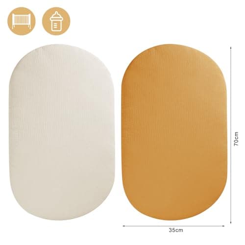 2pcs Drap Housse pour Couffin, Nacelle, Berceau et Cododo - 70x35cm Matelas Bébé