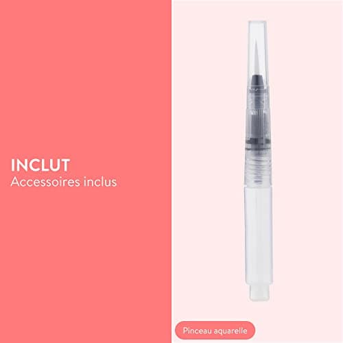 int!rend Carnet de Papier Aquarelle A6-60 Feuilles 300g - inclus 1 Stylo Pinceau à Réserve d'Eau - Materiel Dessin pour Peinture Aquarelle
