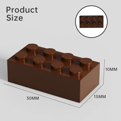 TTEHGB TOY Bloc de brique classique en vrac 2 x 4, 300 pièces marron brique de construction, compatible avec les pièces Lego et pièces 3001 (couleur: marron)