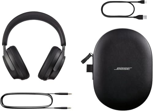 Bose QuietComfort Ultra Casque sans fil à réduction de bruit avec audio spatial, Casque supra-aural avec micro intégré, jusqu’à 24 h d’autonomie de la batterie, Noir