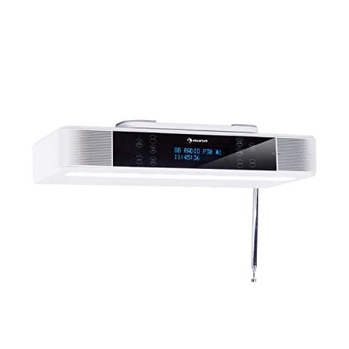AUNA KR-140 - Radio de Cuisine encastrable, Bluetooth, Radio Dab+, 40 Stations programmables, 2x3W RMS, Écran Tactile, Mains-Libres, Éclairage LED, Minuterie de Cuisson - Blanc