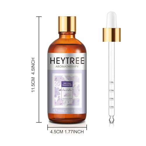 HEYTREE Huile essentielle de lavande 100ml Huile idéale pour les soins de la peau, le bain et la douche, l'humidificateur, le diffuseur